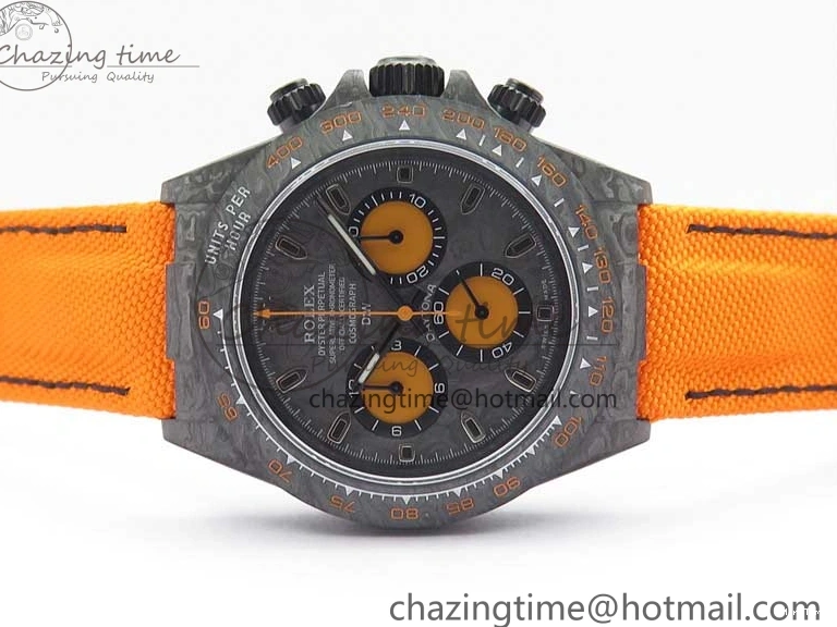 MiroTime 0122 Daytona DIW Carbon Noob 1:1 Best Edition Black Orange Dial on Orange Nylon Strap SA TopPick 2586
